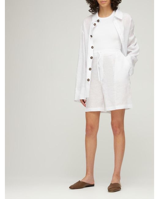 Sleeper Unisex-pyjama Aus Leinen in Weiß Damen Bekleidung Nachtwäsche Schlafanzüge 