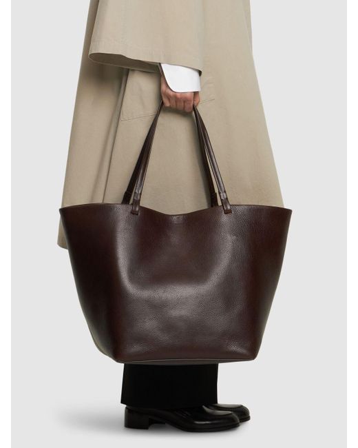 The Row Brown Xl Park Vegetable Tanned Leather Tote