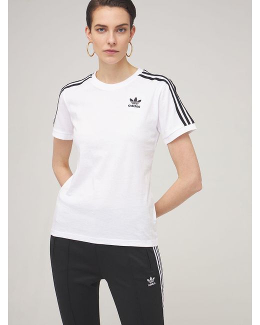 adidas Originals 3 Stripes T-shirt in White - Lyst