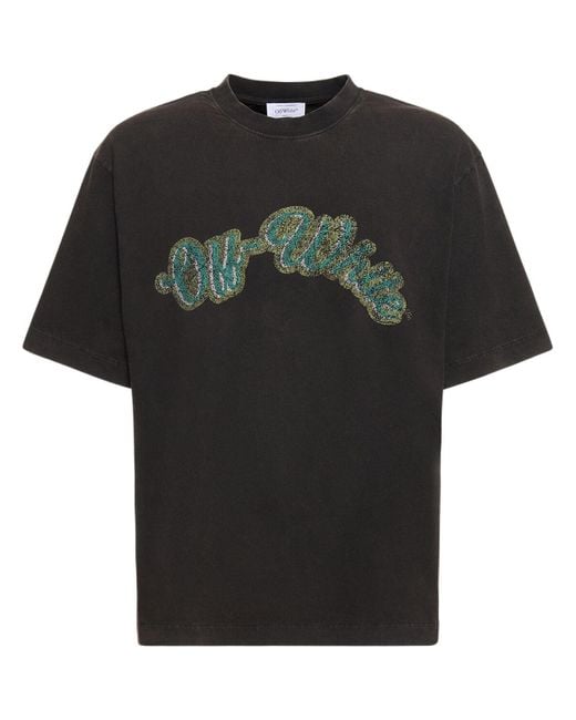 Off-White c/o Virgil Abloh Black Green Bacchus Skate Cotton T-shirt for men