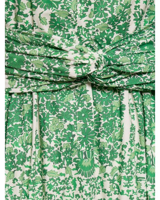 Robe longue drapée en popeline de coton imprimé Giambattista Valli en coloris Green