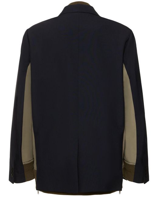Tailored blazer & nylon twill jacket di Sacai in Black da Uomo