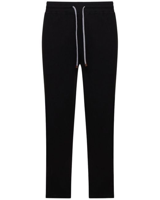 Pantaloni in felpa di misto cotone di Brunello Cucinelli in Black da Uomo