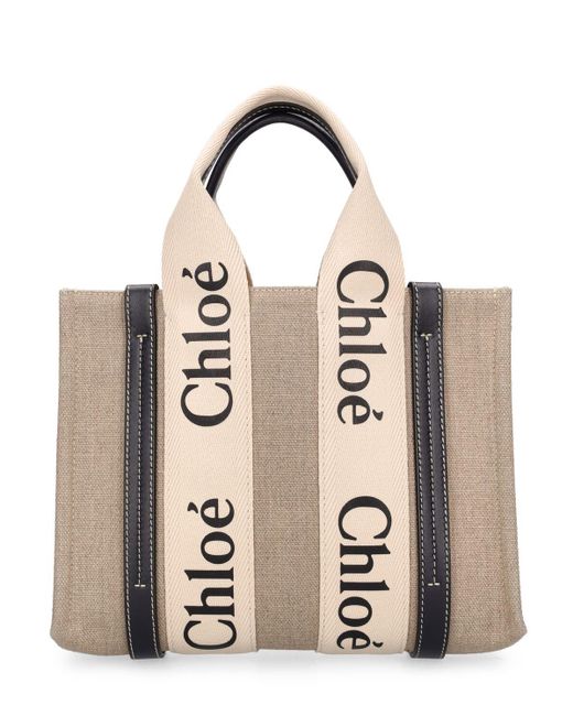 Chloé Natural Small Woody Canvas Top Handle Bag
