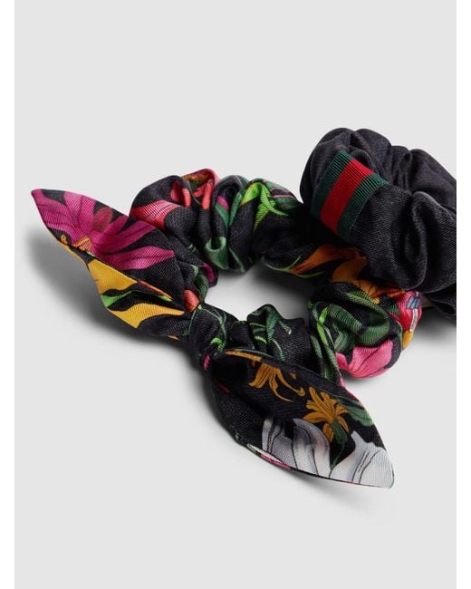 Set de 2 scrunchies de seda Gucci de color Black