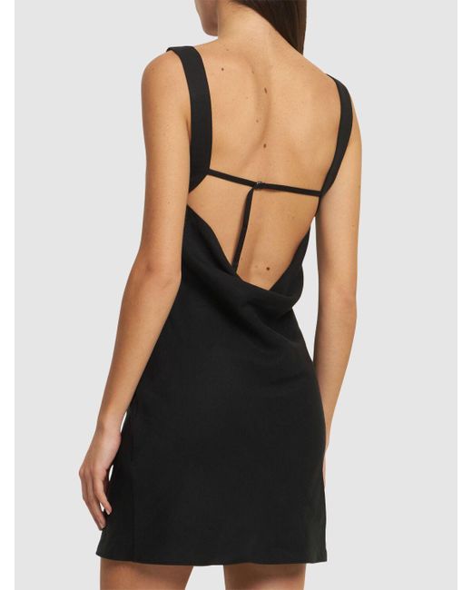 Mujer Vestido Corto De Algodón Y Lino Drapeado St. Agni de color Black