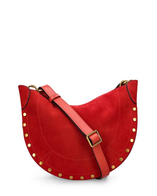 Isabel Marant Red Mini Moon Soft Suede Shoulder Bag