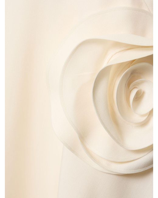 Valentino Natural Wool & Silk Crepe Roses Midi Dress