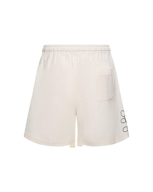 Commas Natural Embroidered Ramie & Cotton Shorts for men