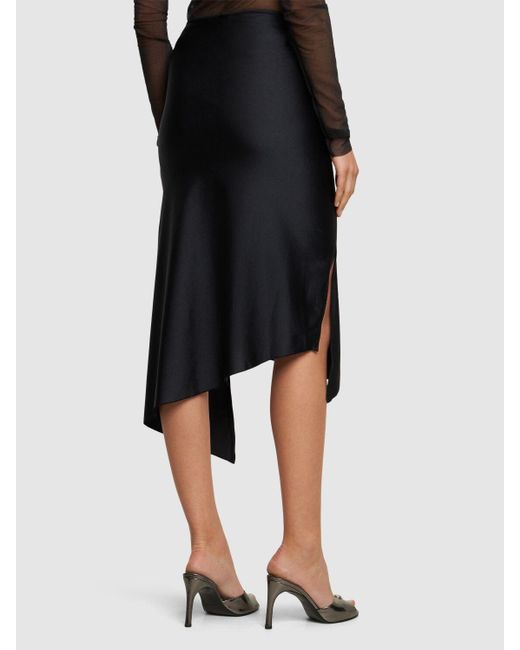 Coperni Black Flower Stretch Jersey Midi Skirt