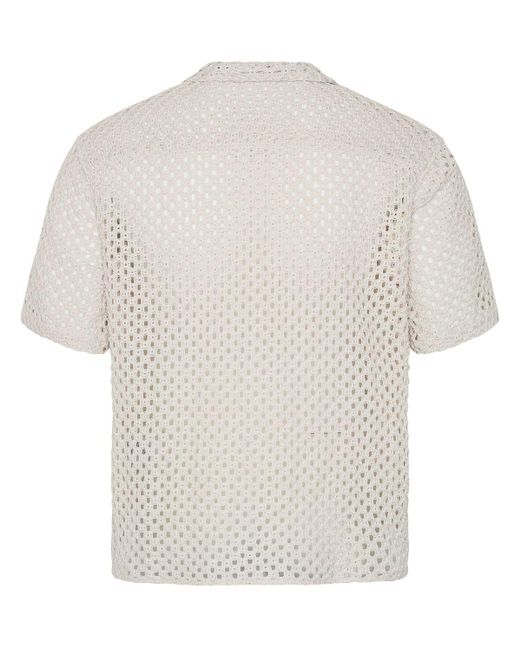 Commas White Short Sleeve Macramé Shirt for men