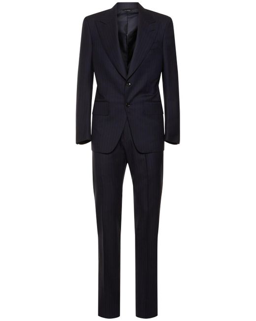 Tom Ford Blue Atticus Pinstriped Wool Suit for men