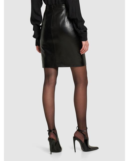 Saint Laurent Black Leather Pencil Skirt