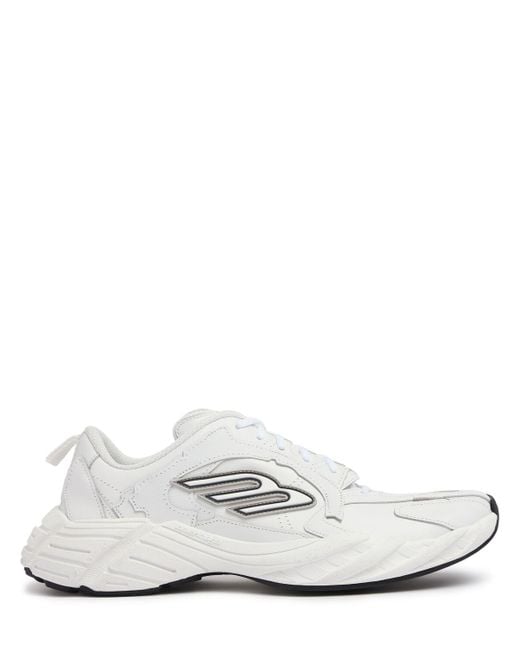 スニーカー BALENCIAGA White Leather Monday Sneakers Balenciaga Monday Leather & Synthetic Sneakers in White for