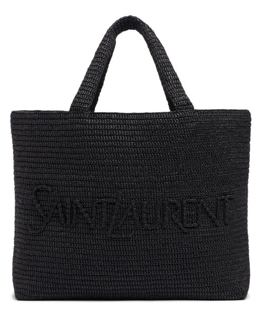 Saint Laurent Black Sl Raffia Tote Bag for men