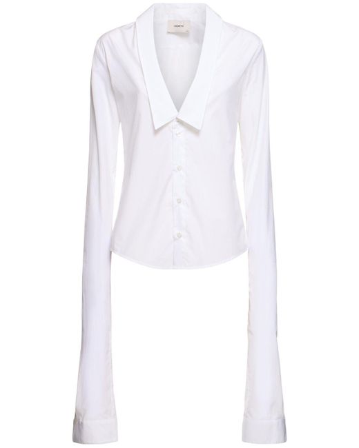 Camisa de algodón con cuello abierto Coperni de color White