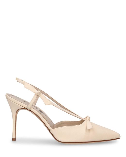 Manolo Blahnik Natural 90Mm Corintia Suede Mules