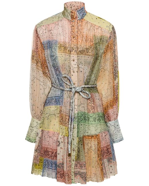 Vestido corto de algodón estampado Zimmermann de color Multicolor