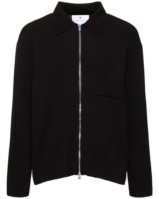 メンズ Seven Gauge ジップアップクレープオーバーシャツ Black