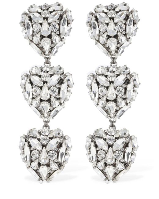 Alessandra Rich White Ohrringe "crystal Heart"