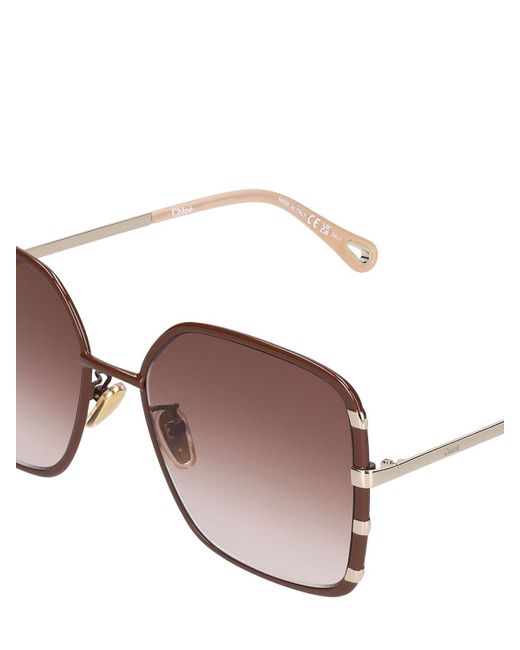 Chloé Brown Celeste Squared Metal Sunglasses