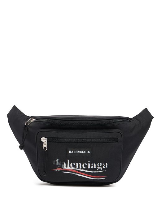 Balenciaga Black Explorer Nylon Belt Bag for men