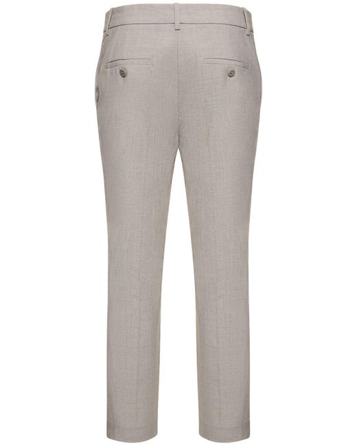 Pantalon droit en laine treeca Theory en coloris Gray