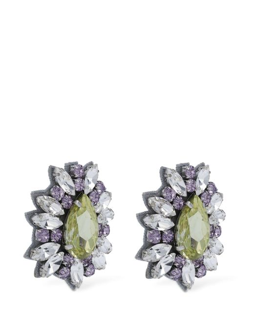 Moschino White Crystal Clip-on Earrings