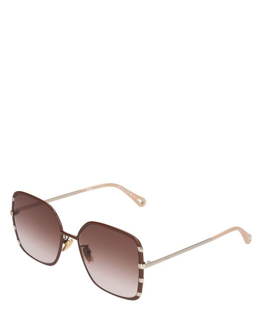 Chloé Brown Celeste Squared Metal Sunglasses