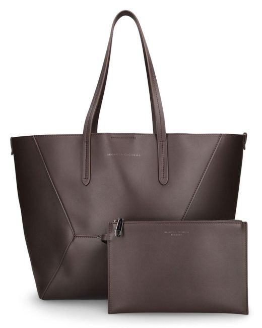 Brunello Cucinelli Brown Leather Tote Bag
