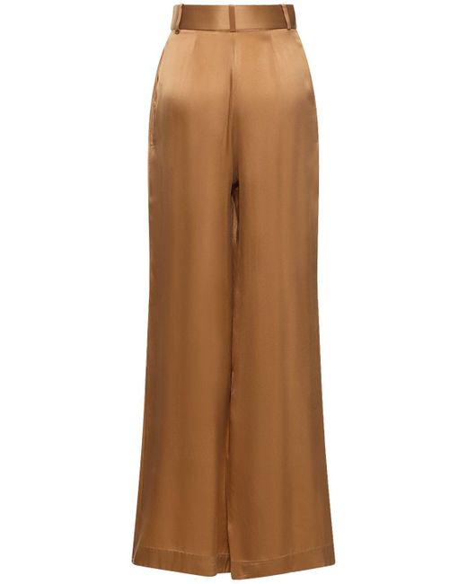 Pantalones anchos de satén de seda Zimmermann de color Brown