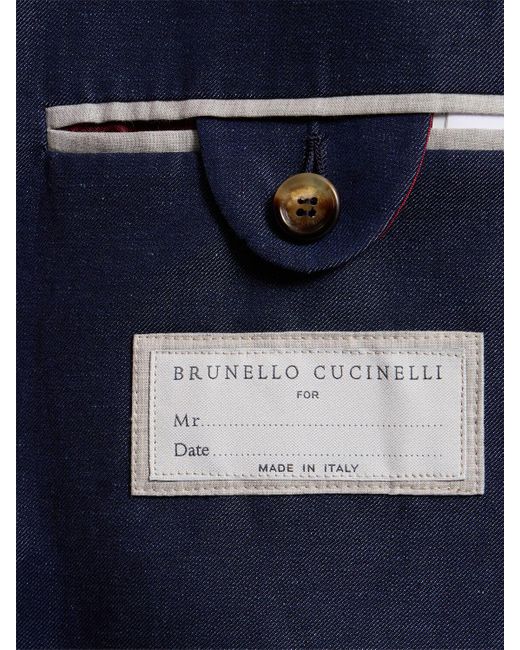 Brunello Cucinelli Anzug Aus Wolle Und Leinen Mit Denim-effekt in Blue für Herren