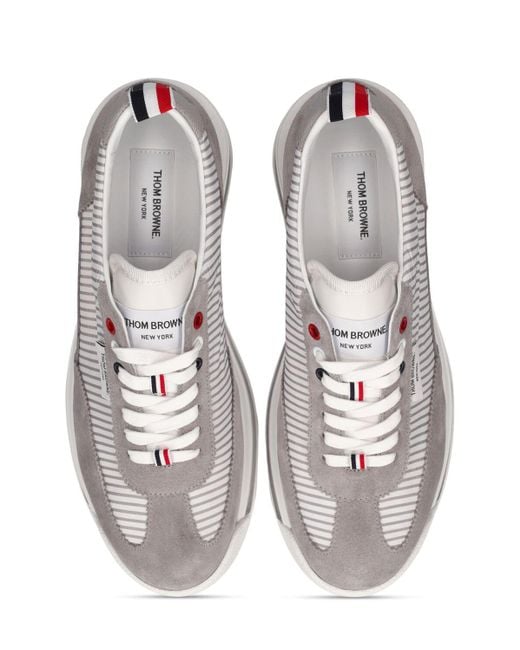 メンズ Thom Browne シアサッカースニーカー White