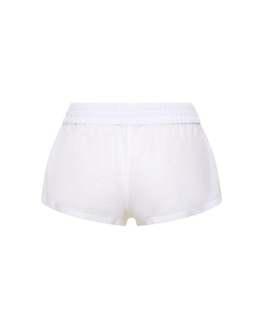 The Attico White Niedrig Geschnittene Mousseline-shorts Mit Logo