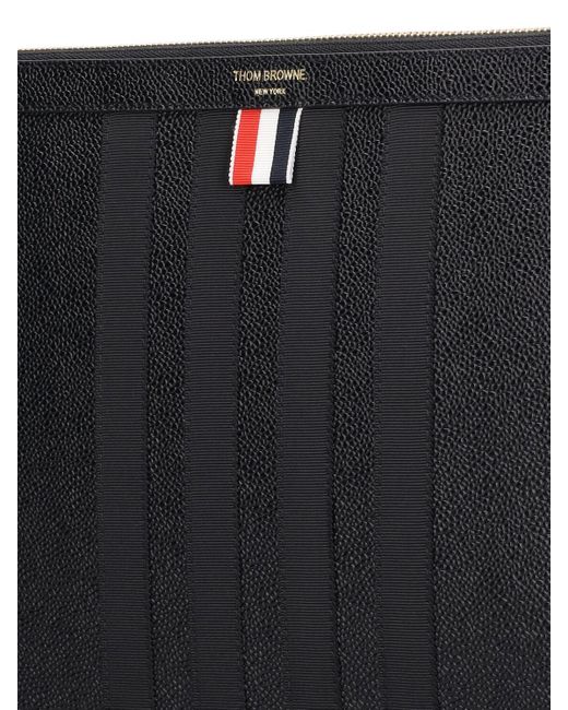 Thom Browne Black Medium Leather Docut Holder W/ Logo for men