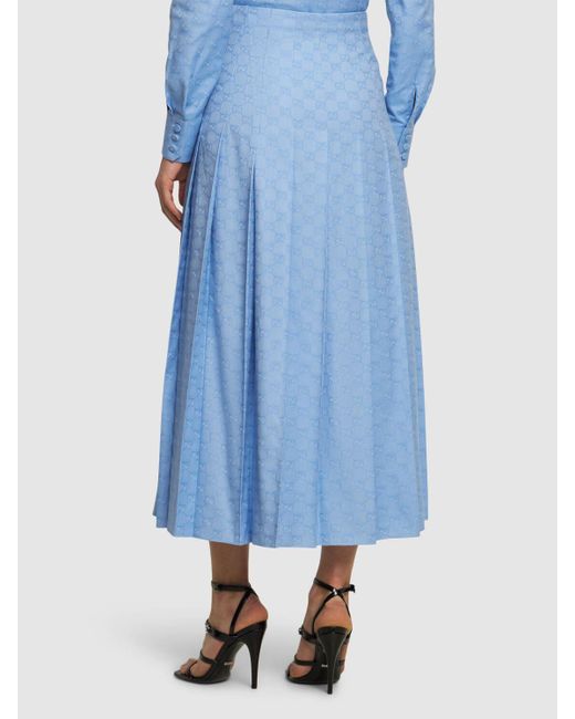 Falda de algodón Gucci de color Blue