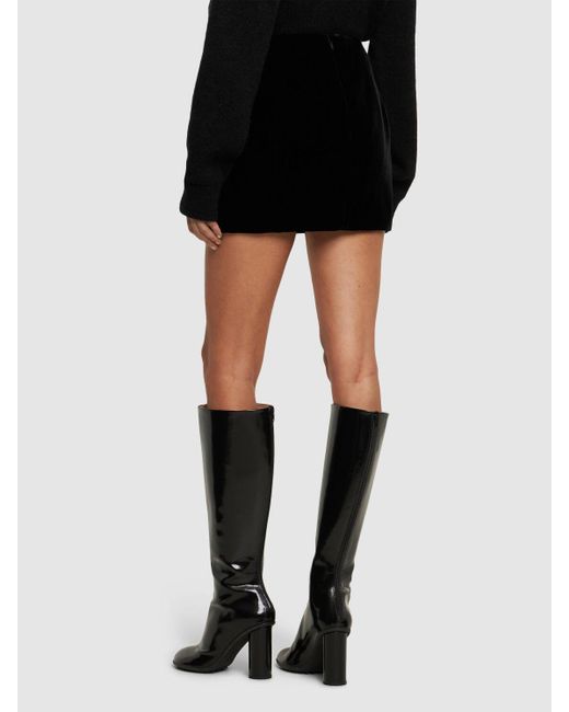 Wardrobe NYC Black Viscose Blend Velvet Mini Skirt