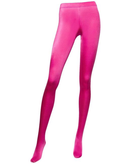 Wolford Sergio Rossi High-shine Lycra Tights in Pink | Lyst