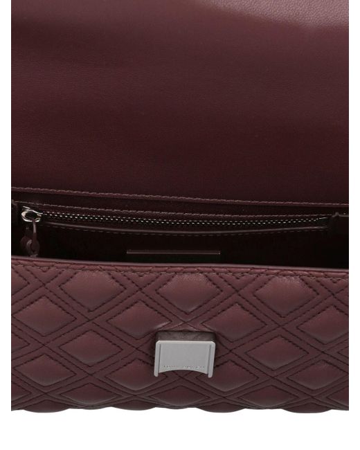 Tory Burch Purple Small Fleming Convertible Leather Bag