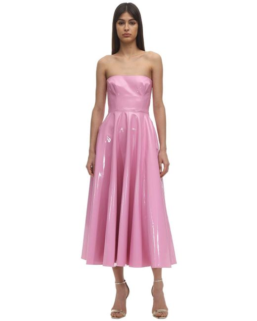 Alex Perry Pink Latex A-line Midi Dress