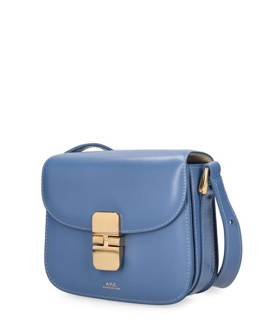 A.P.C. Blue Mini Grace Smooth Leather Bag