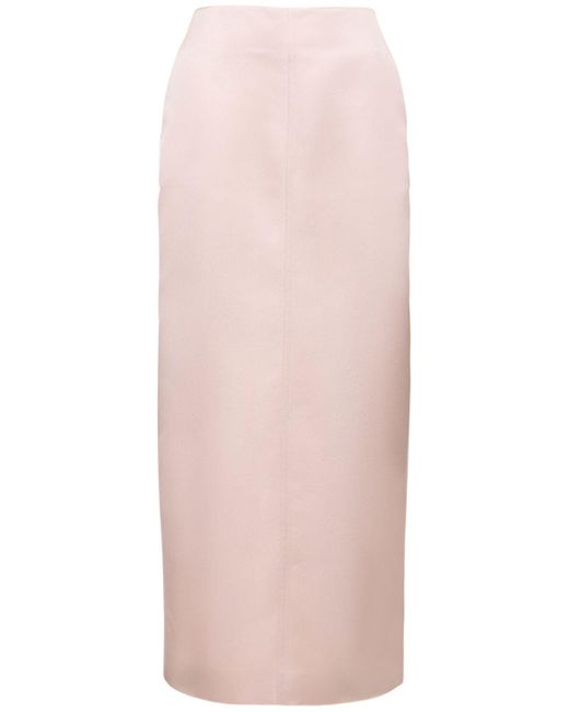 Philosophy Di Lorenzo Serafini Pink Duchesse Satin Midi Skirt