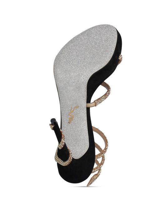 Rene Caovilla Black 120mm Satin & Crystal High Heel Sandals