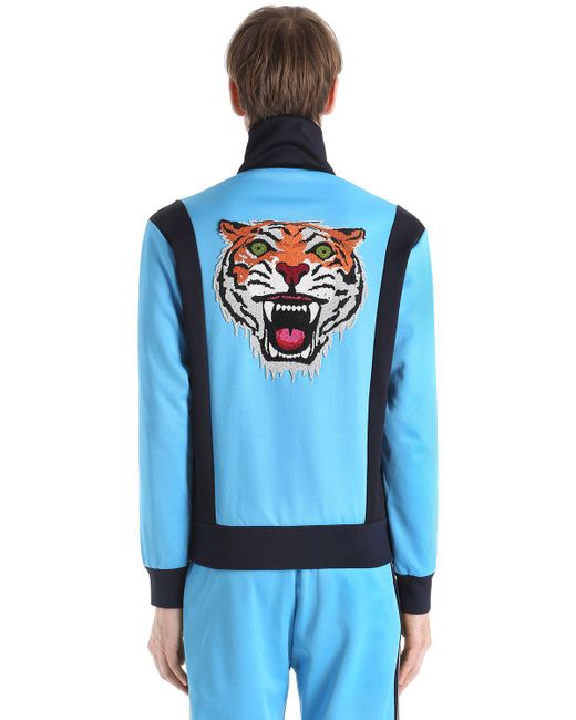 Gucci technical jersey sweatshirt blue deals