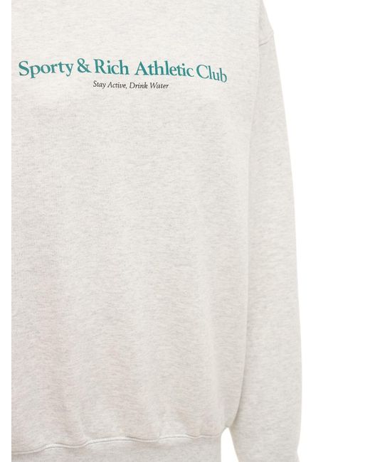 ★Sporty & Rich★ Athletic Club Logo Print Sweatshirt Heathe Sporty & Rich H&W Crest Crewneck Grey Mens Sweatshirt Sporty
