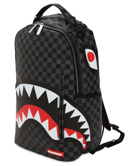Sprayground Black Checkered Shark In Paris Backpack for men