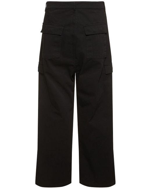 Rick Owens Black Cotton Twill Cargo Pants for men