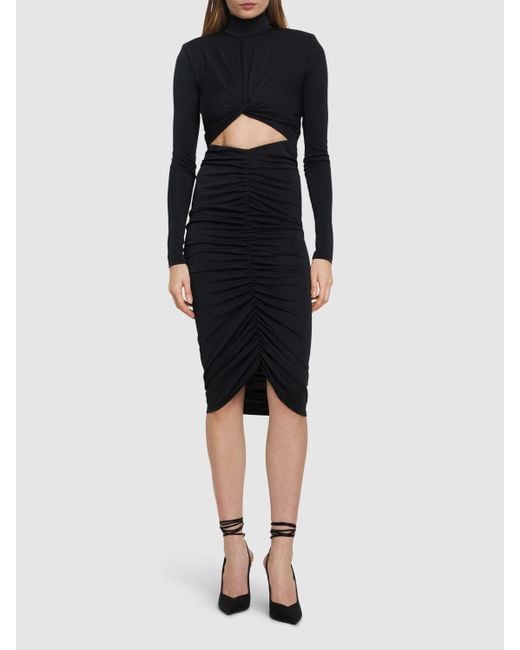 ANDAMANE Black Kim Stretch Jersey Cutout Midi Dress