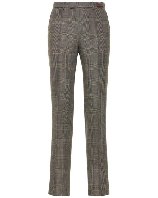 Gucci Wool & Linen Prince Of Wales Pants in Grey/Black (Grey) for Men ...