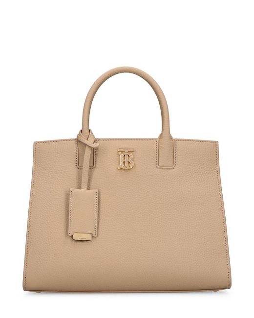 Burberry Natural Mini Frances Grained Leather Tote Bag